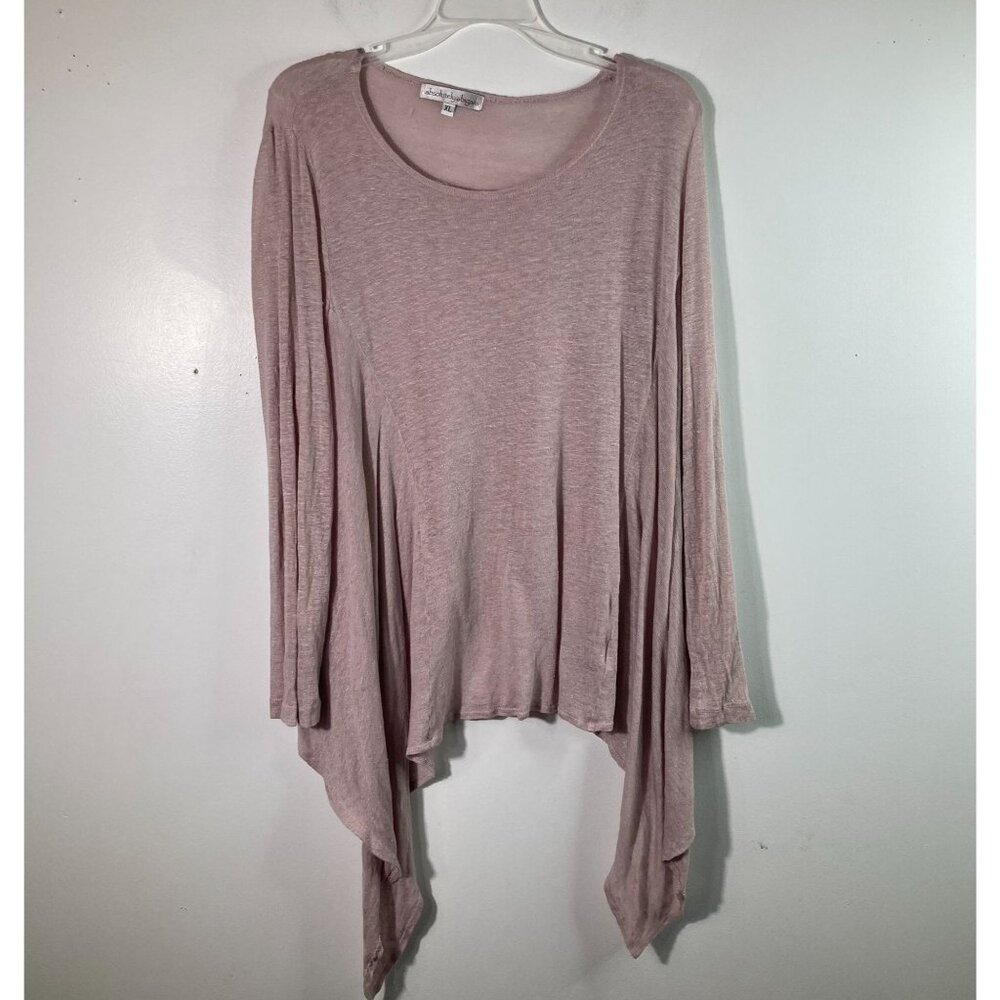 Absolutely Abigails Linen Lagenlook Tunic XL Asymmetrical Dusty Pink Linen